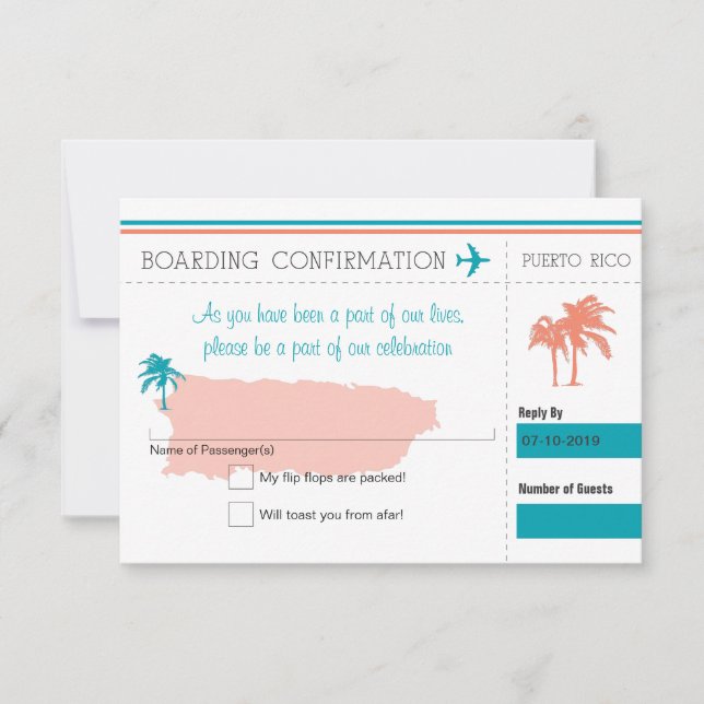 RSVP Embarque Passe Para Porto Rico (Frente)