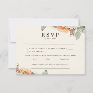 RSVP Escolha do Menu Eucalipto Rosas Florais Vinta
