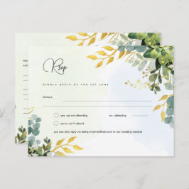 RSVP Eucalyptus Wedding - Menu Watercolor Greenery