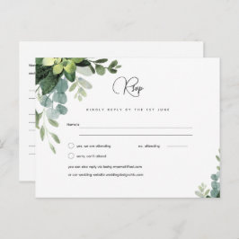 RSVP Eucalyptus Wedding - Menu Watercolor Greenery