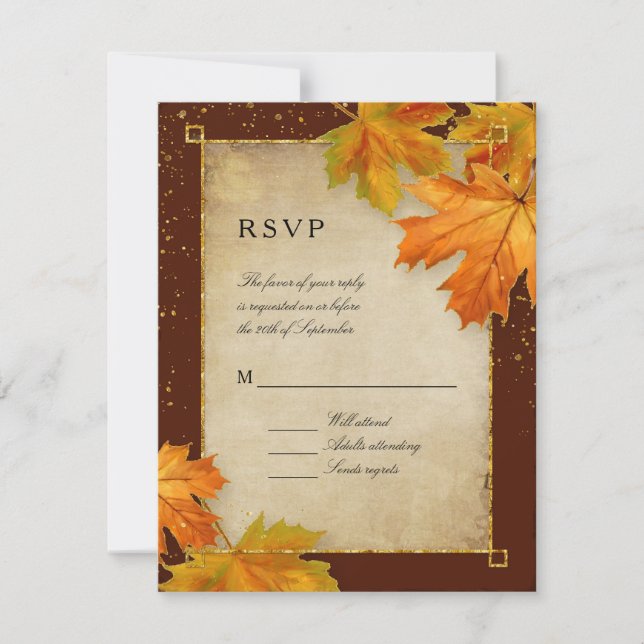 RSVP Fall Autumn Falling Deixa Casamento Elegante (Frente)