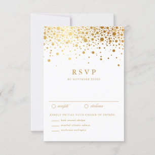 RSVP Faux Gold Foil Confetti Pontos de Casamento Cartão