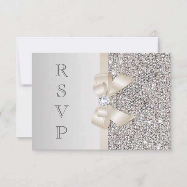 RSVP Faux Sequins Prateados Leve Champanhe Laço (Frente)