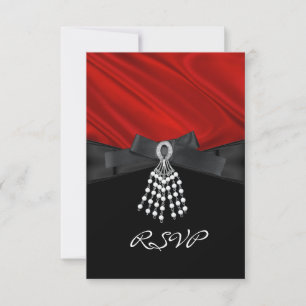 RSVP Festa de Aniversário Seda Vermelha Jóia Preto