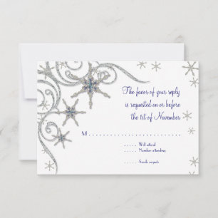RSVP Flocos de Neve de Inverno Joias e Brilho Cartão de