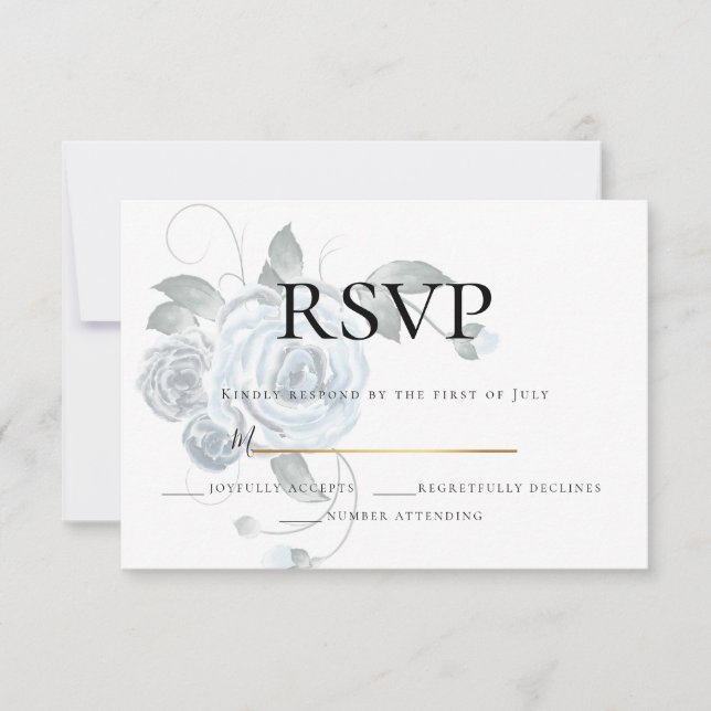 RSVP | Floral Água-Marinha Aquarela Convite de Cas (Frente)