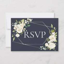 RSVP Floral Branco Geométrico Azul
