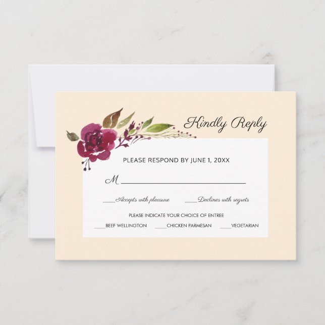 RSVP Floral Casamento Marsala Borgonha (Frente)
