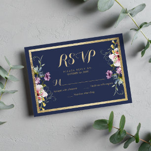RSVP floral cor-de-rosa azul-marinho Elegante