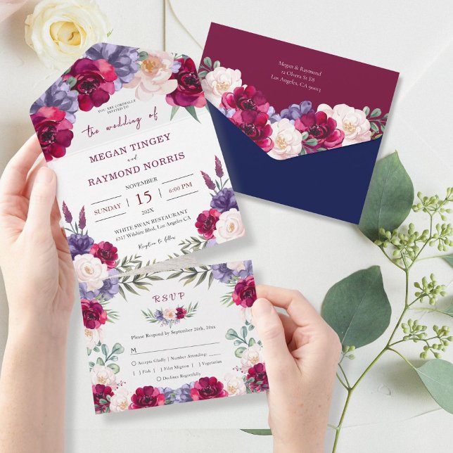 RSVP Floral de Burgundy Marinho Blush Rustic (Criador carregado)