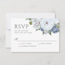 RSVP Floral de Cor Azul e Branca
