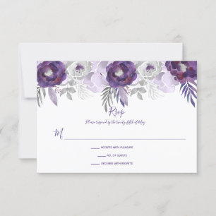 RSVP Floral de Cores d'Água Púrpura e Prata