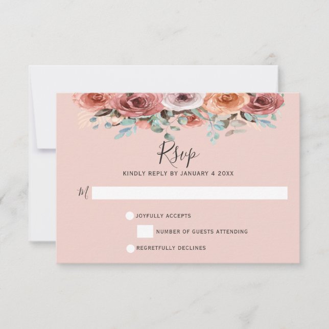 RSVP Floral de Mint Azul e Pêssego (Frente)