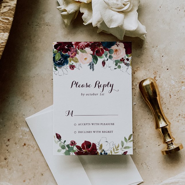 RSVP Floral de Queda Ilustrada de Aquarela (Criador carregado)