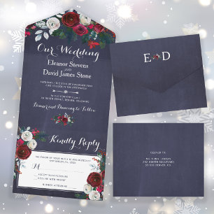RSVP floral do casamento no inverno de Natal Russo