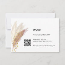 RSVP Floral Elegante com código QR Pampas Rosa Dus