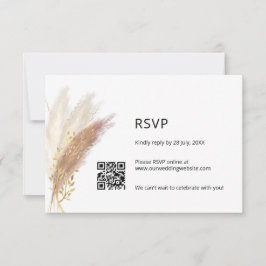 RSVP Floral Elegante com código QR Pampas Rosa Dus