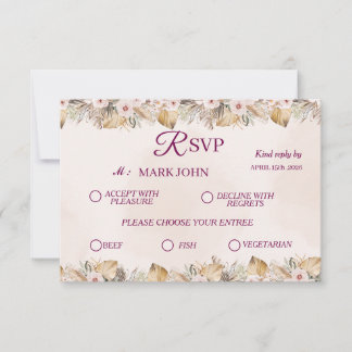 RSVP Floral Elegante Dourado Casamento
