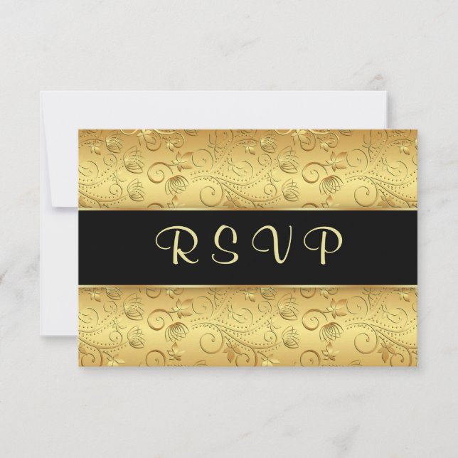 RSVP floral preto dourado (Frente)