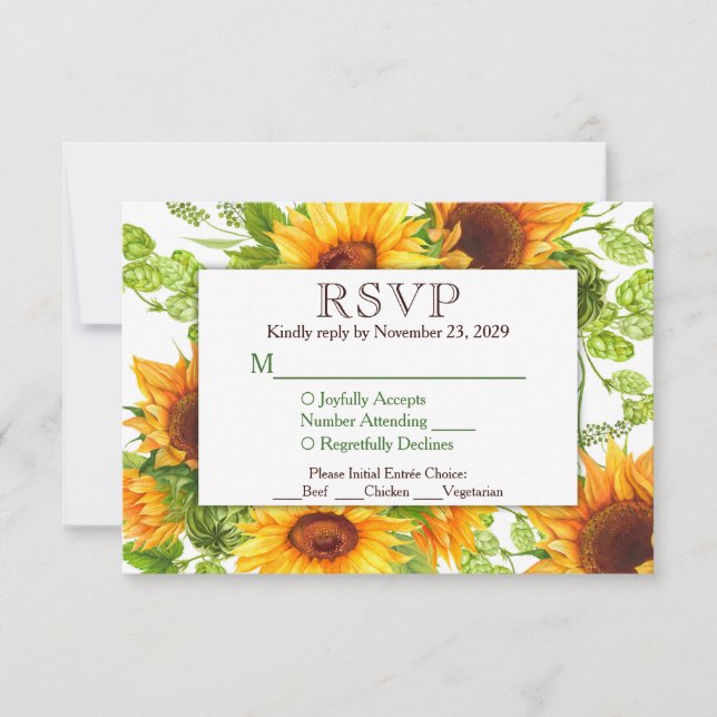 RSVP Floral RSVP Resposta Nupcial com Refeições (Frente)