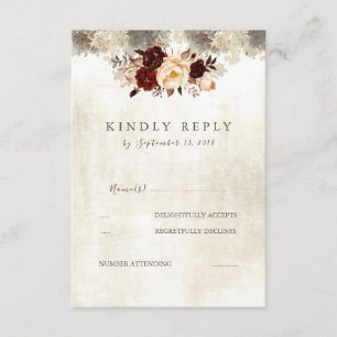 RSVP Floral Rustic Burgundy Wedding