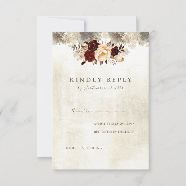 RSVP Floral Rustic Burgundy Wedding (Frente)