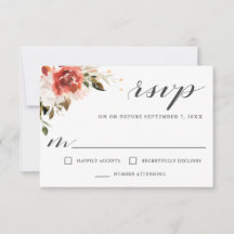 RSVP Floral Sutil em Aquarela Vermelho e Branco