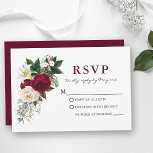 RSVP Floral Verde Burgundy Aquarela