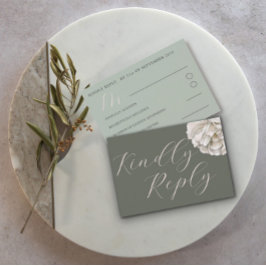RSVP Floral Verde Sage Tropical Boho Simples