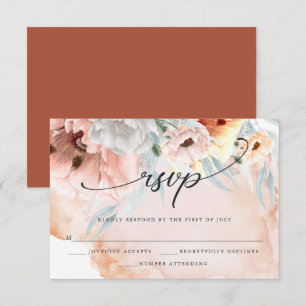 RSVP Flores Elegantes de Aquarela Coral Cartão de Resp