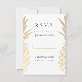 RSVP folha de ouro falso abacaxi casamento tropica