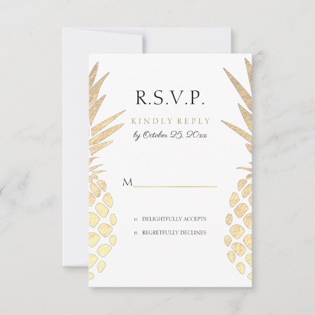 RSVP folha de ouro falso abacaxi casamento tropica (Frente)