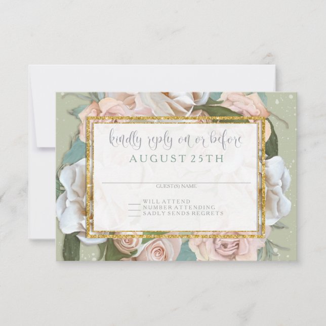 RSVP França Floral Wreath Blush Roses Rosa Dourada (Frente)