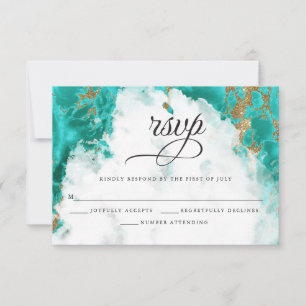 RSVP Geodo de Aquarela Turquesa BarefootBride™