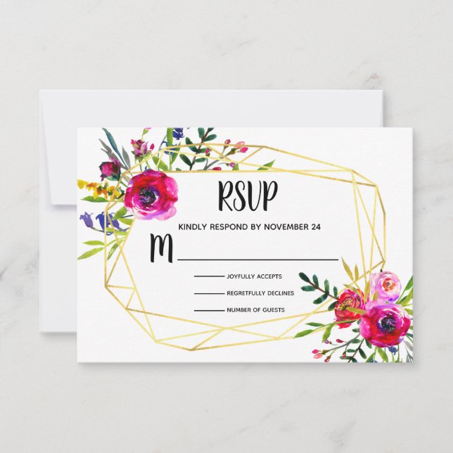 RSVP Geométrico Dourado Floral (Frente)