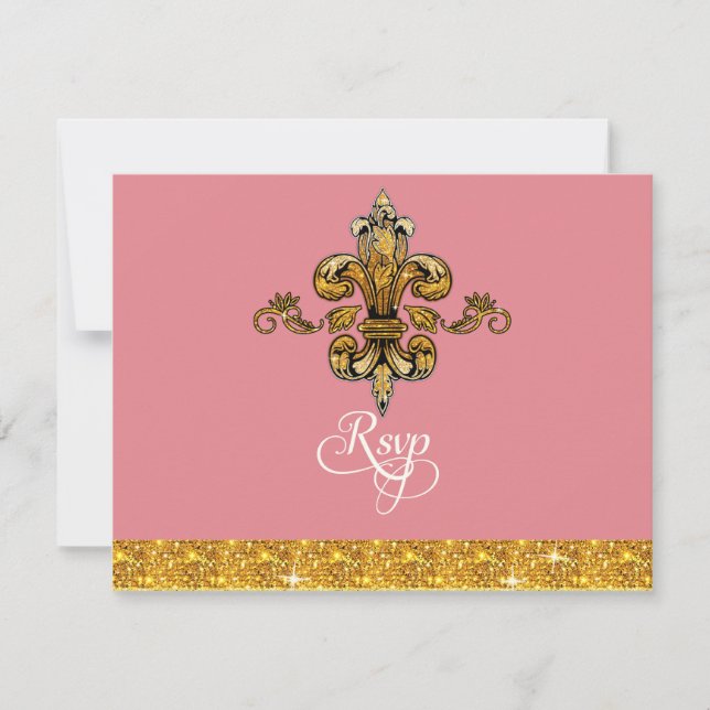 RSVP Glitter Faux Dourado Black Formal Fleur de Li (Frente)