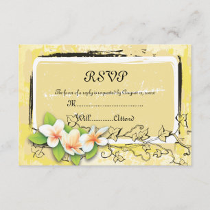 RSVP Hera branca do plumeria do vintage no cartão