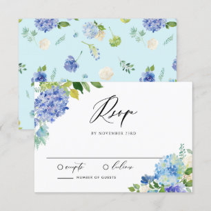 RSVP Hydrangeas azuis da aguarela que Wedding o cartão