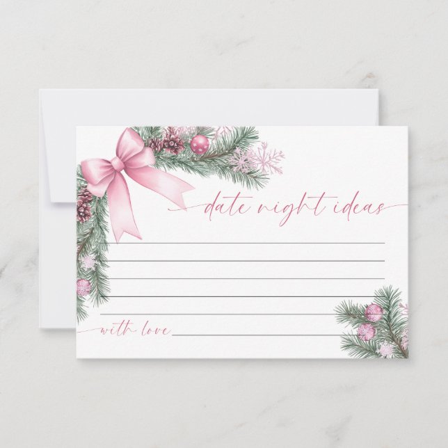 RSVP Ideias de Noite de Natal com Laço Rosa Cartão (Frente)