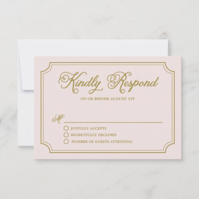 RSVP II de Casamento de Script Whimsical Blush e D (Frente)
