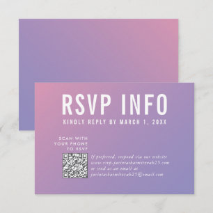 RSVP INFO CARTÃO moderno, cor-de-rosa púrpura,