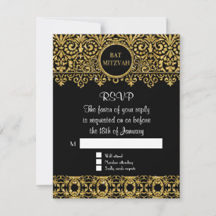 RSVP Inglês Manor Black Dourado Art Deco Nouveau