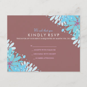 RSVP KINDA BLUE FLOWERS Bat Mitzvah - Cartão de Respost