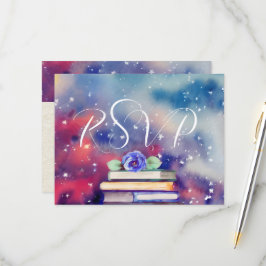 RSVP Kindly Reply Watercolor Books Casamento Roxo