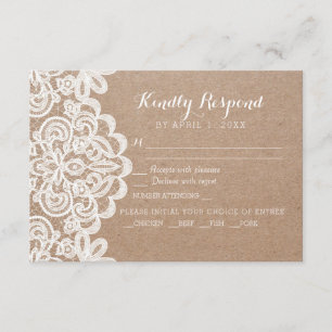 RSVP Laço Kraft do país que Wedding o cartão da