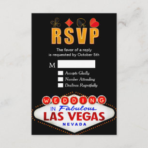 RSVP Las Vegas - Sinal de Neon Light Reply Card