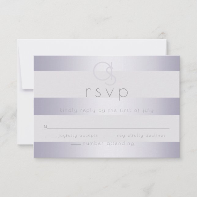 RSVP |  Listras de Monograma Violeta Prateado Bril (Frente)