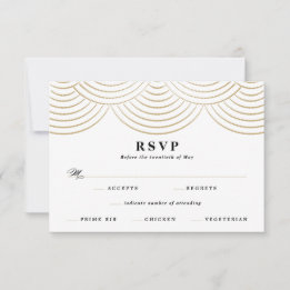 RSVP Luzes de Corda Douradas Art Deco Cartão de Respost