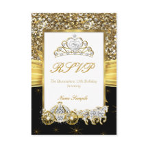 RSVP Magia Quinceanera Dourada Carruagem de Cavalo