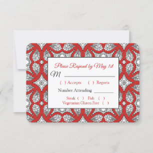 RSVP Mandala preta e vermelha que Wedding o cartão de